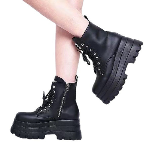 Lace-Up Platform Ankle Boots