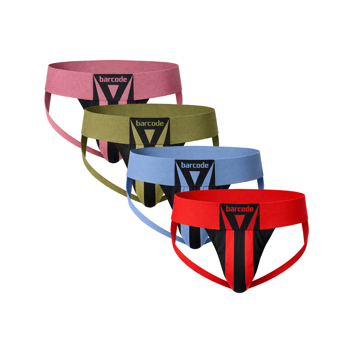 Barcode Berlin Jockstrap Multipack Jock Zuri 1x Red + 1x Bluebeige + 1x Darkarmy + 1x Brownishpurple