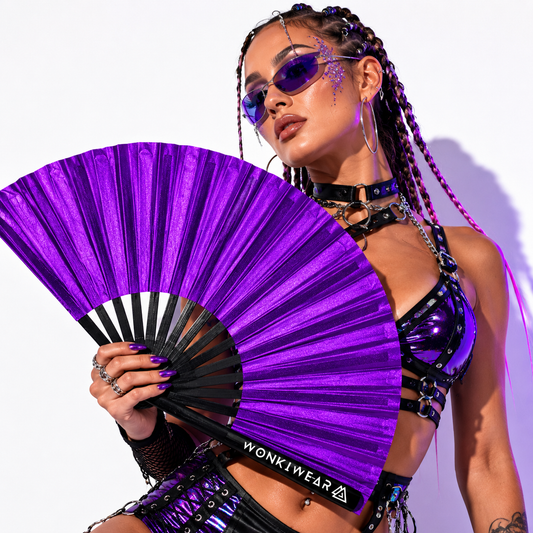 Purple Shimmer Metallic XL Festival Fan