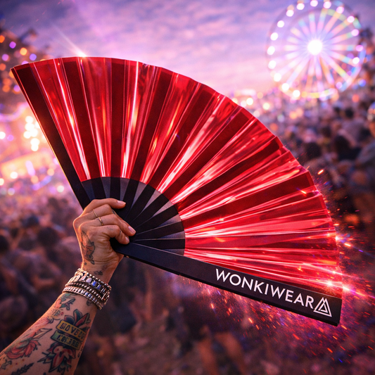 Raunchy Red Iridescent XL Festival Fan