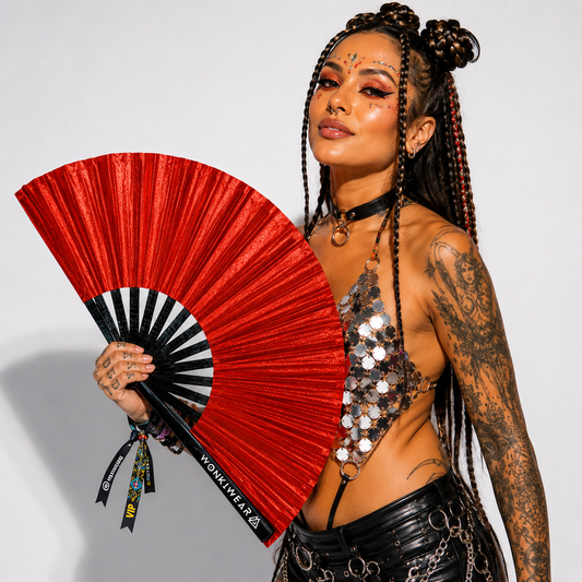 Red Shimmer Metallic XL Festival Fan