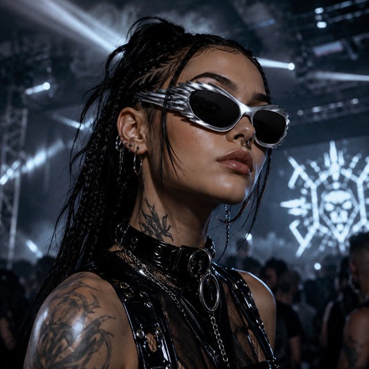 Silver Spiked Cyber Glasses