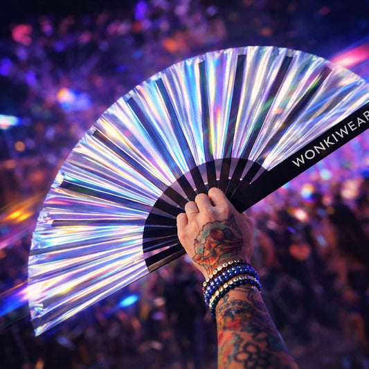 Silver Stardust Iridescent XL Festival Fan