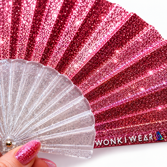 Light Pink Glitter Small Folding Fan