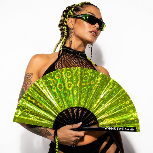 Yellow Holographic XL Festival Fan