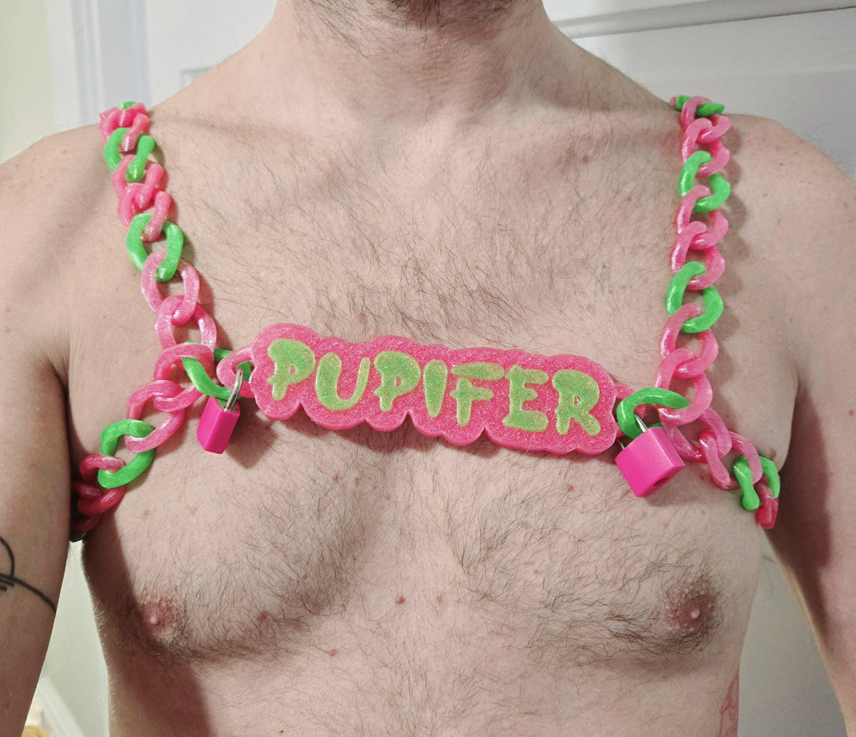 3D Printed Cuban Chain Harness with Matching Padlocks