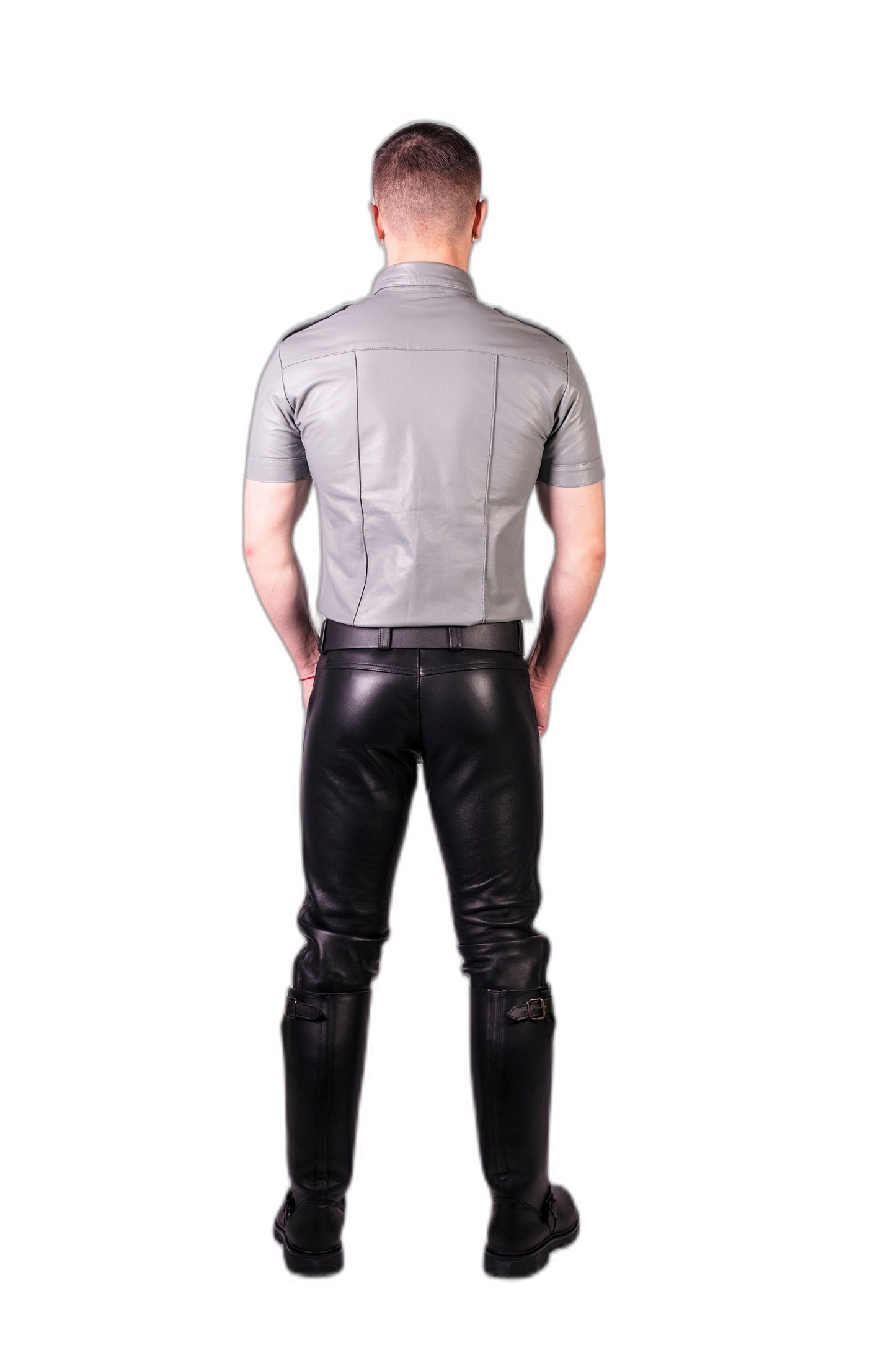 Prowler RED Leather Slim Fit Police Shirt Grey