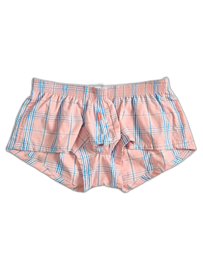 Men's Classic Plaid Cotton Trunks With Button Fly