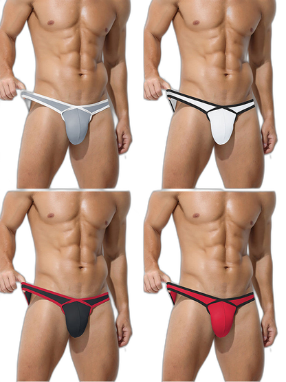 4 Pack Men's Low-Rise Sexy Narrow-Band Cooling U-Convex Breathable Comfortable Thong