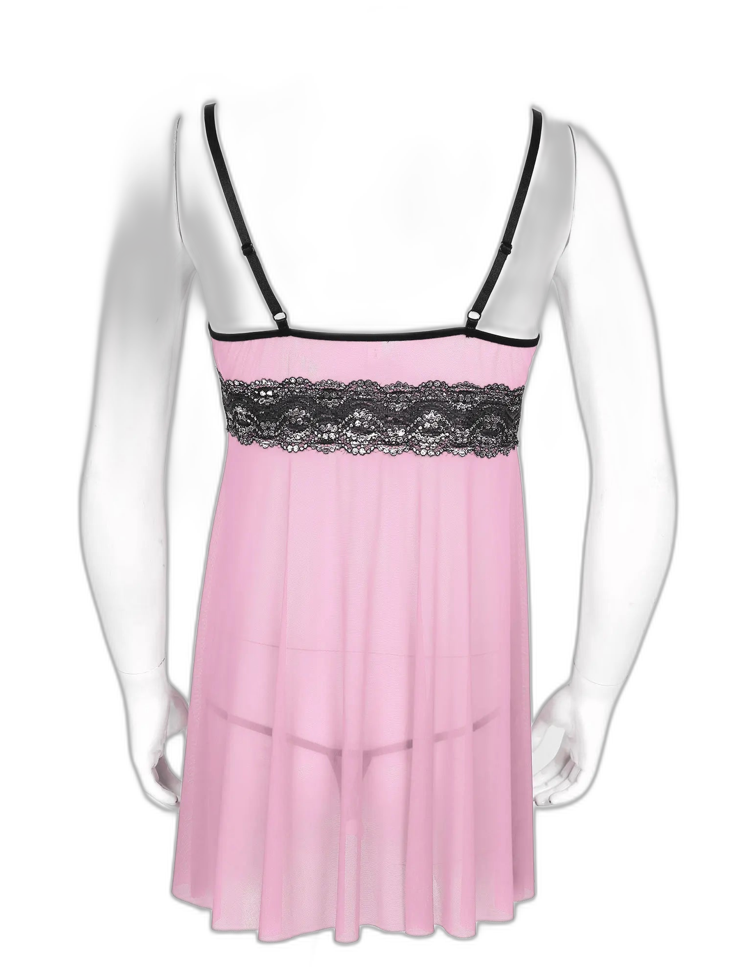 Mesh Floral Lace Sissy Mini Nightgown Set