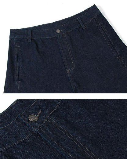 Dark Blade Pants - Wide-Leg Curved Denim