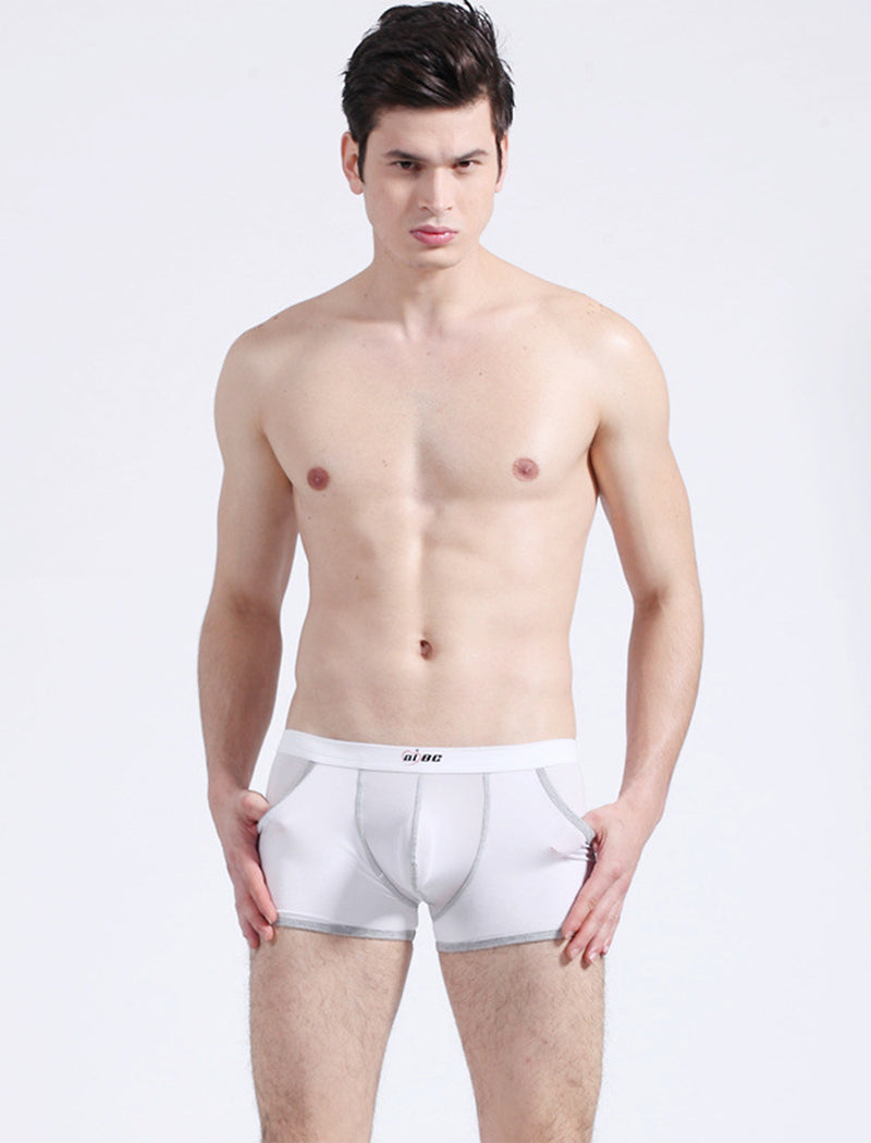 3 Pack Men's Long Leg Boxer Briefs Made of Ultra-Thin Ice Silk with Anti-Wear Elastic