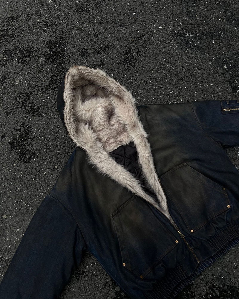 Vintage Distressed Hooded Jacket