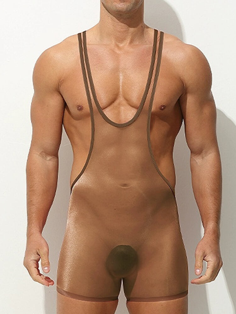 Men's Ultra-thin Ice Silk Transparent Bodysuit