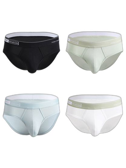 4 Pack Men's Modal Skin-Friendly Solid Color Mid-Rise Briefs