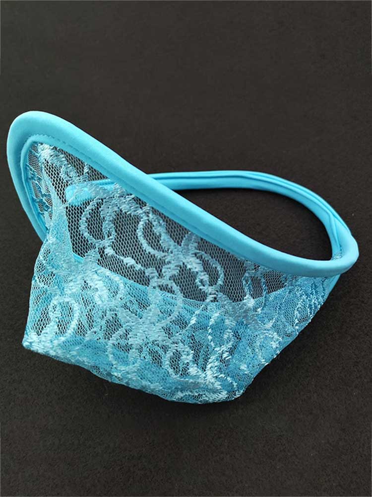Men's Sexy See-through Lace C-String Backless Thong