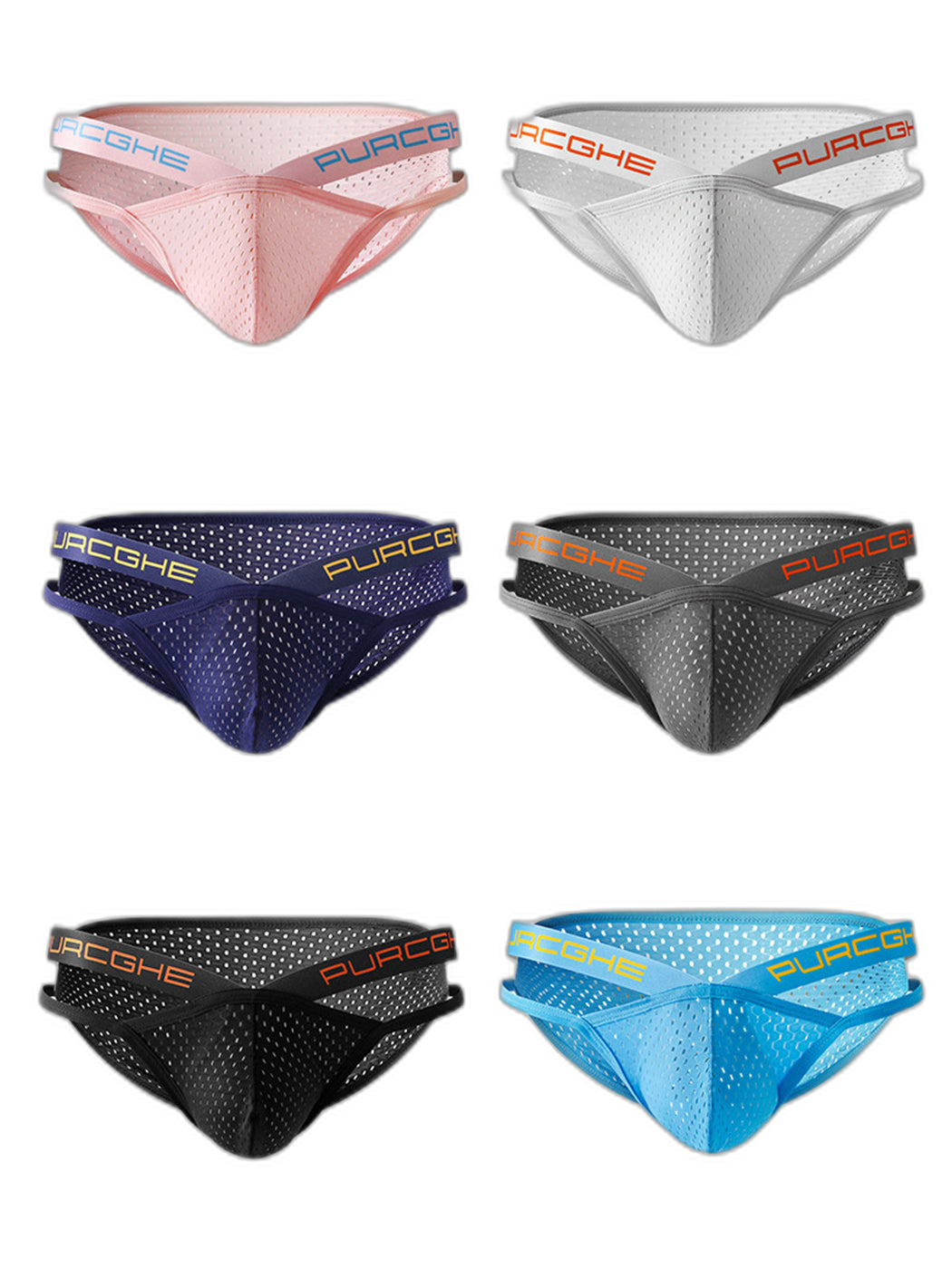 2 Pack Sexy Hollow Out Mesh Briefs for Men