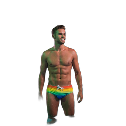 Jockmail Rainbow Push-Up Swim Trunks