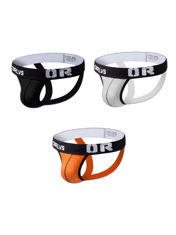 3 Pack Men's U-Pouch Striped Sexy Jockstraps