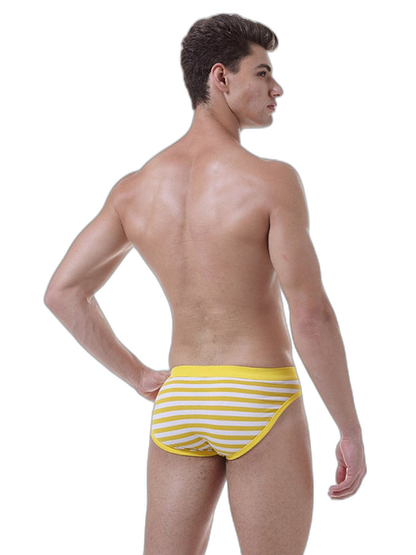 3 Pack Men's Mid-Rise Cotton Striped Briefs