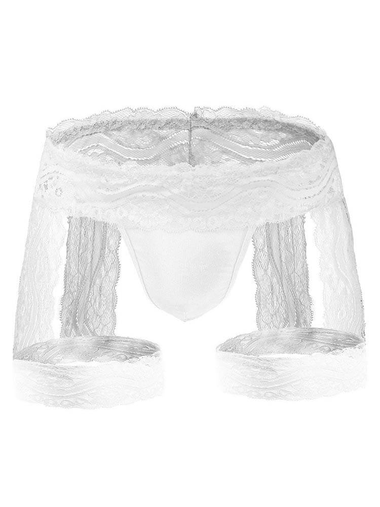Men's Lace Thongs - Light Blue