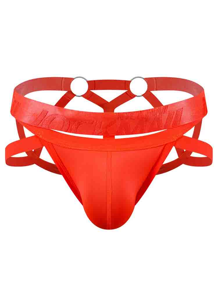 Men's Cutout Bondage Metal Ring Thong
