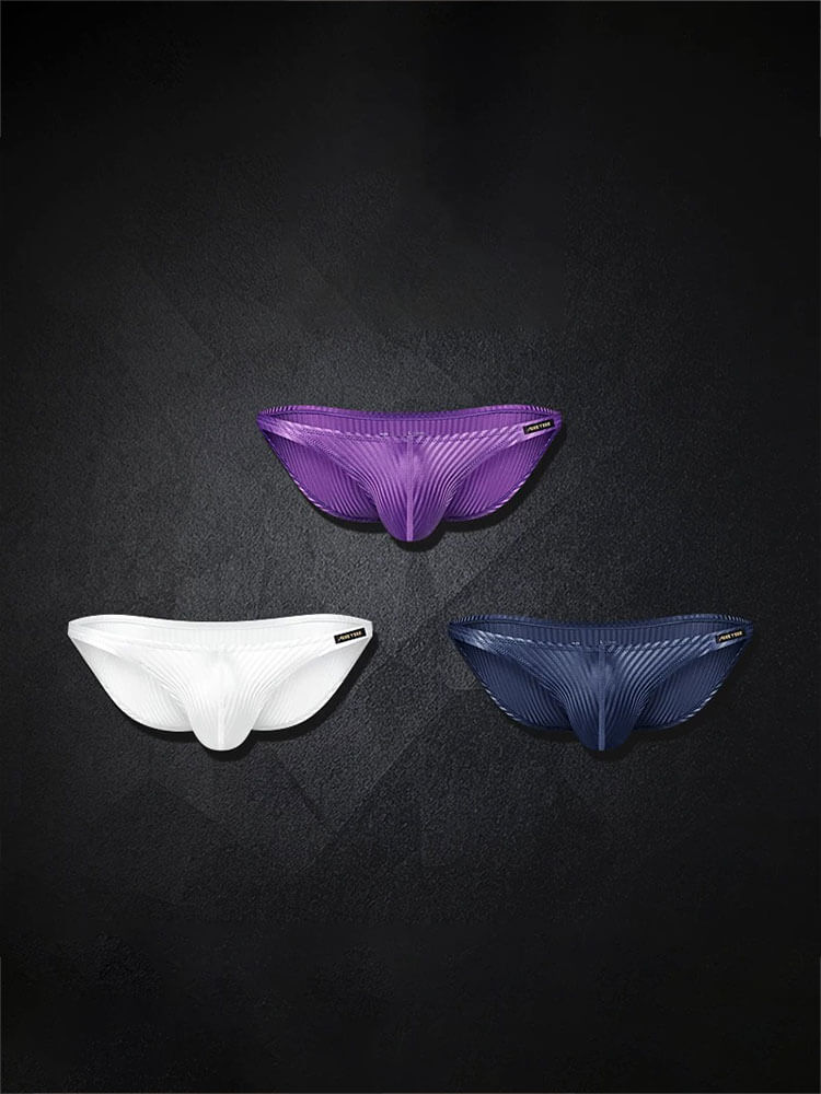 Men's Vertical-Striped High-Cut U-Pouch Briefs