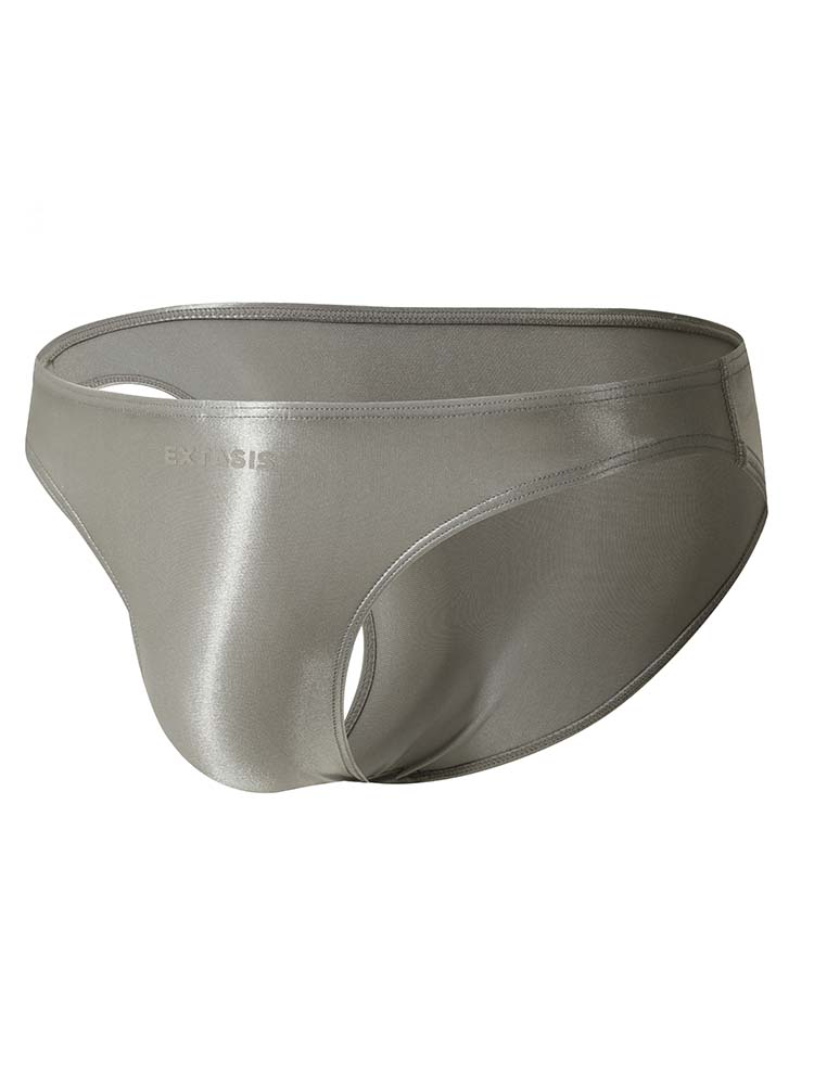 Men's Sexy Solid Color Satin Glossy Briefs