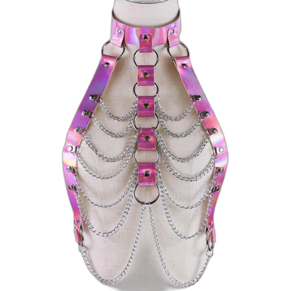 HoloGlam Punk Leather Harness Top