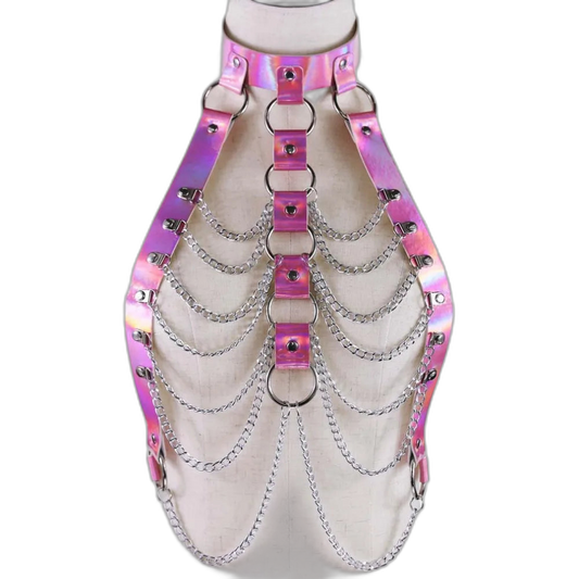 HoloGlam Punk Leather Harness Top