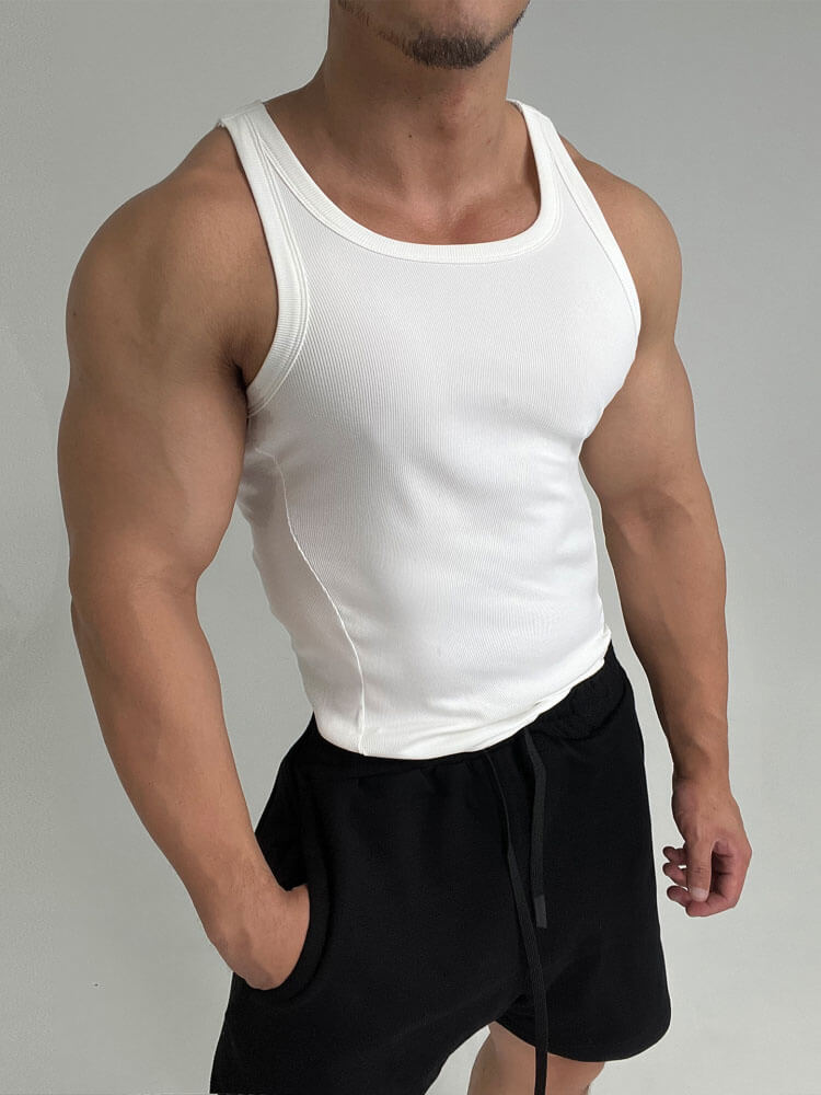 Men's Stretch Soft Slim Fit Fitness Ribbed Vest