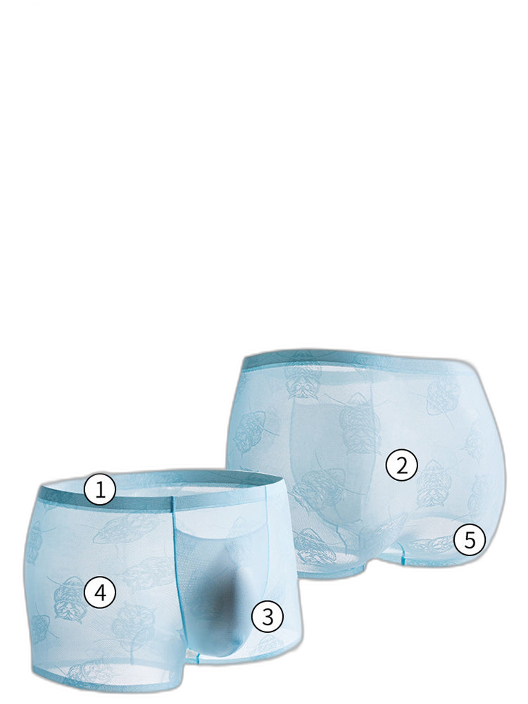 4 Pack Men's Ice Silk Antibacterial Mid-Rise Seamless Comfort Trunks