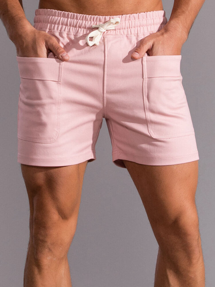 Men's Solid Color Large Pocket Casual Shorts