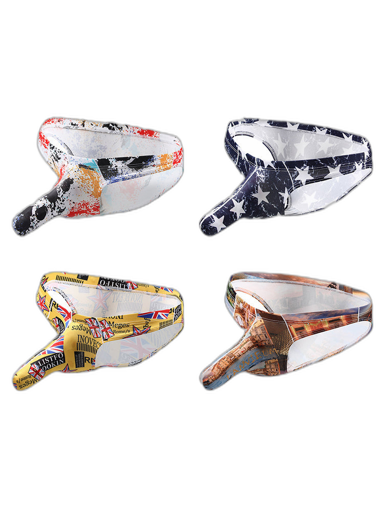 4 Pack Men's Elephant Print Sexy Bikini