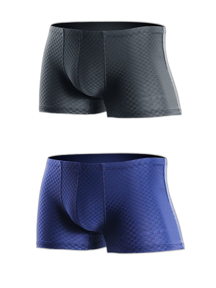 2 Pack Breathable Grid Ice Silk Men's Underwear