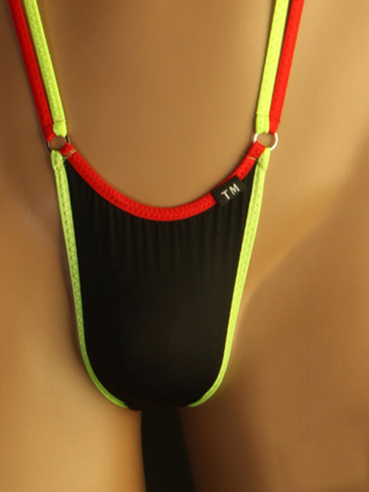 Men's Colorblock Suspender One-Piece Thong