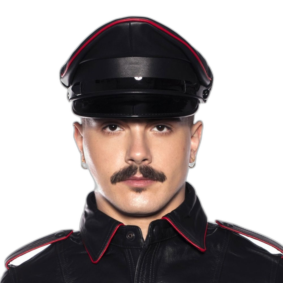 Prowler RED Leather Military Muir Cap Red Trim