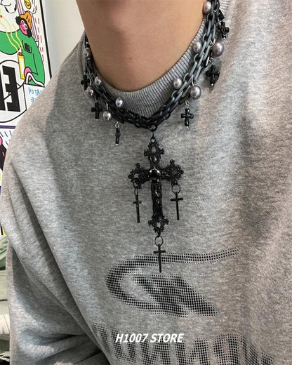 Gothic Cross Layered Necklace