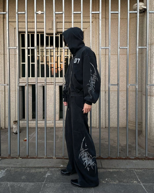 Gothic Tree Graphic Oversized Hoodie