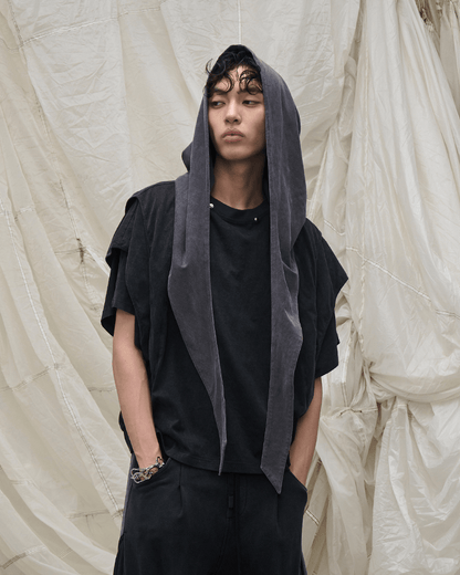 Segmented Wide Cropped Hoodie