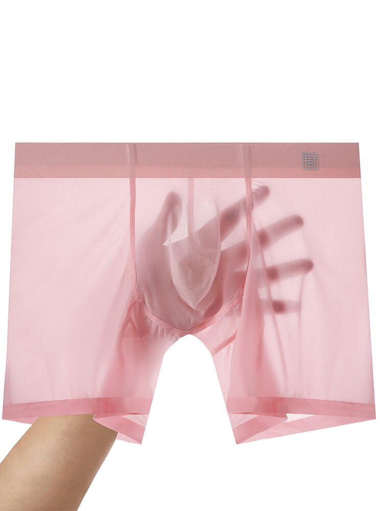 Men's Sexy Sheer Anti-Chafe Thin Ice Silk Boxer Briefs