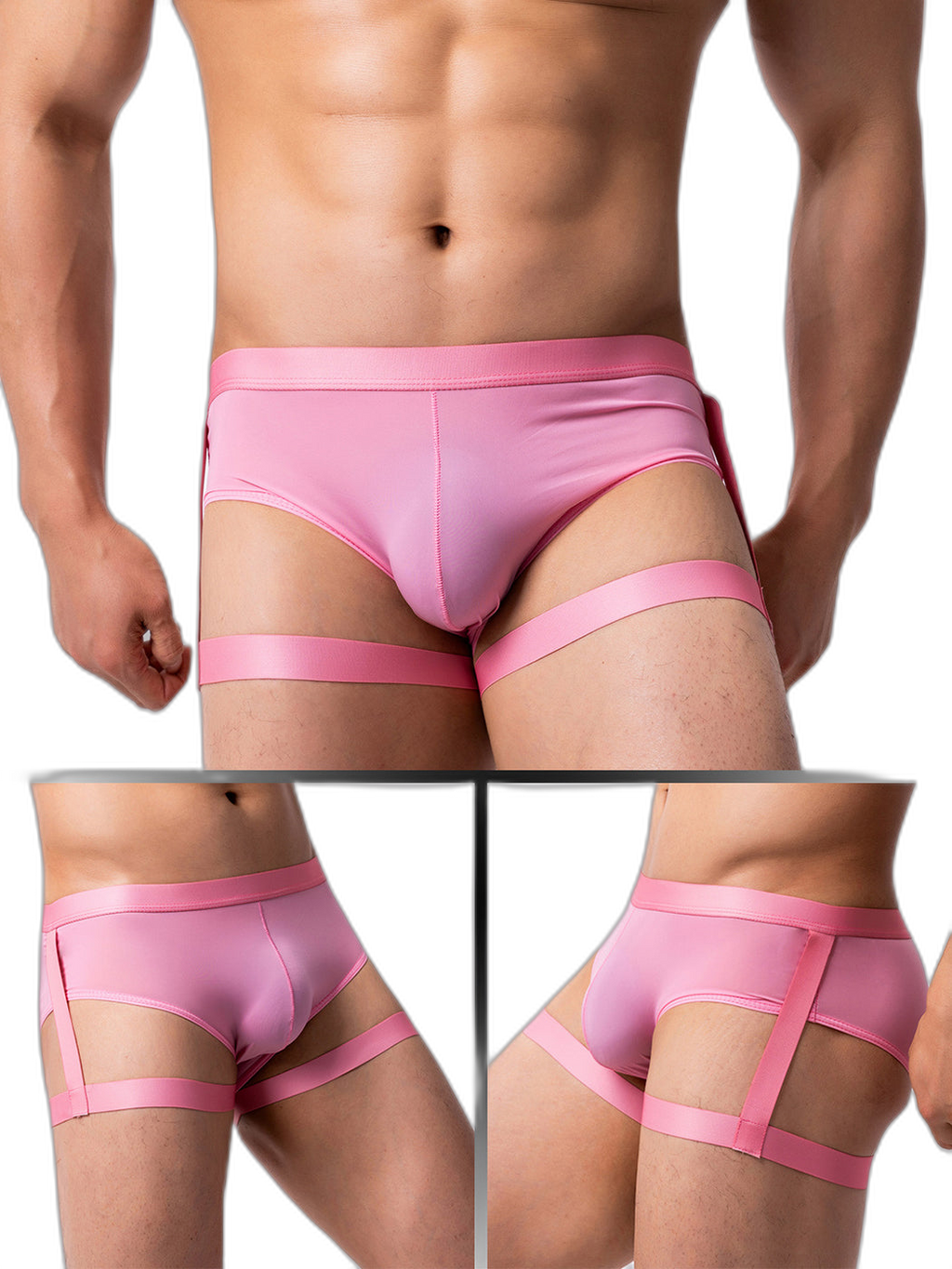 Men’s Sexy Solid Color Suspender Briefs