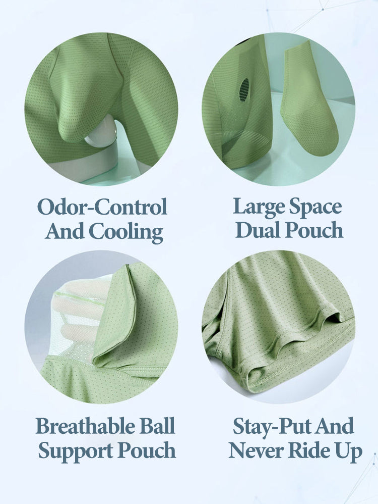 Men's Cooling Separate Pouch Boxer Briefs Dual Pouch Underwear