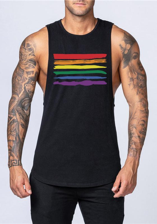 Rainbow Stripe Print Tank Top