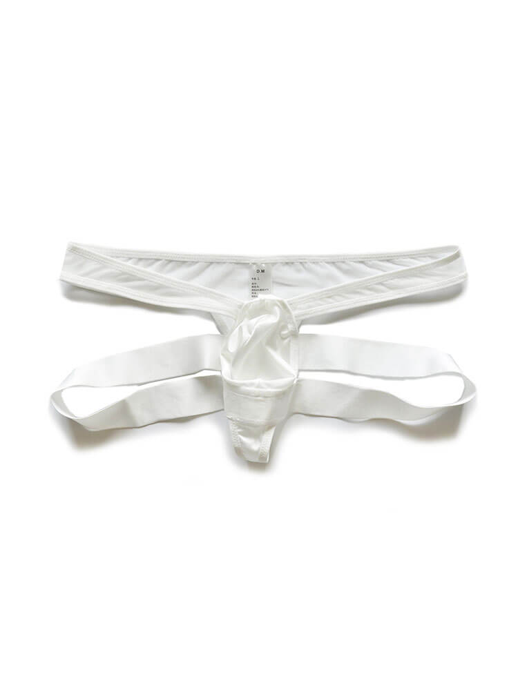 D.M Men's Low-Rise Sexy Transparent Mesh Double Thong