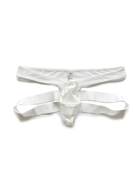 D.M Men's Low-Rise Sexy Transparent Mesh Double Thong