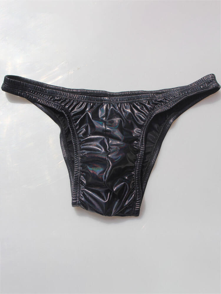 Men's Solid-Color Glossy Bodybuilding Briefs