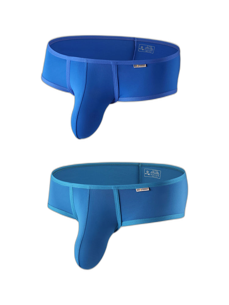2 Pack Men's Low-Rise Contoured Pouch Stretch Fit Sporty Cut Trunks