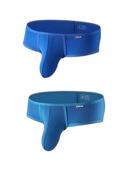 2 Pack Men's Low-Rise Contoured Pouch Stretch Fit Sporty Cut Trunks