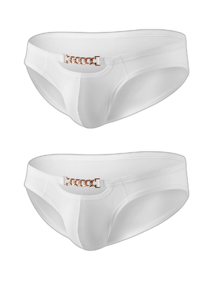 2 Pack Men's U-Pouch Design Metal-Clasp Thin Briefs
